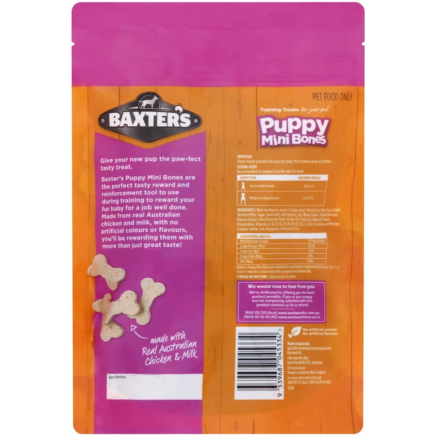 Baxters Puppy Dog Treats Mini Bones Pouch 200g