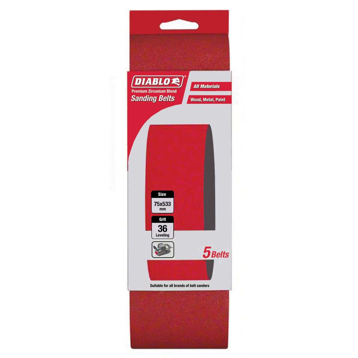 Diablo Sanding Belt 75mm x 533mm 36G Pack of 5