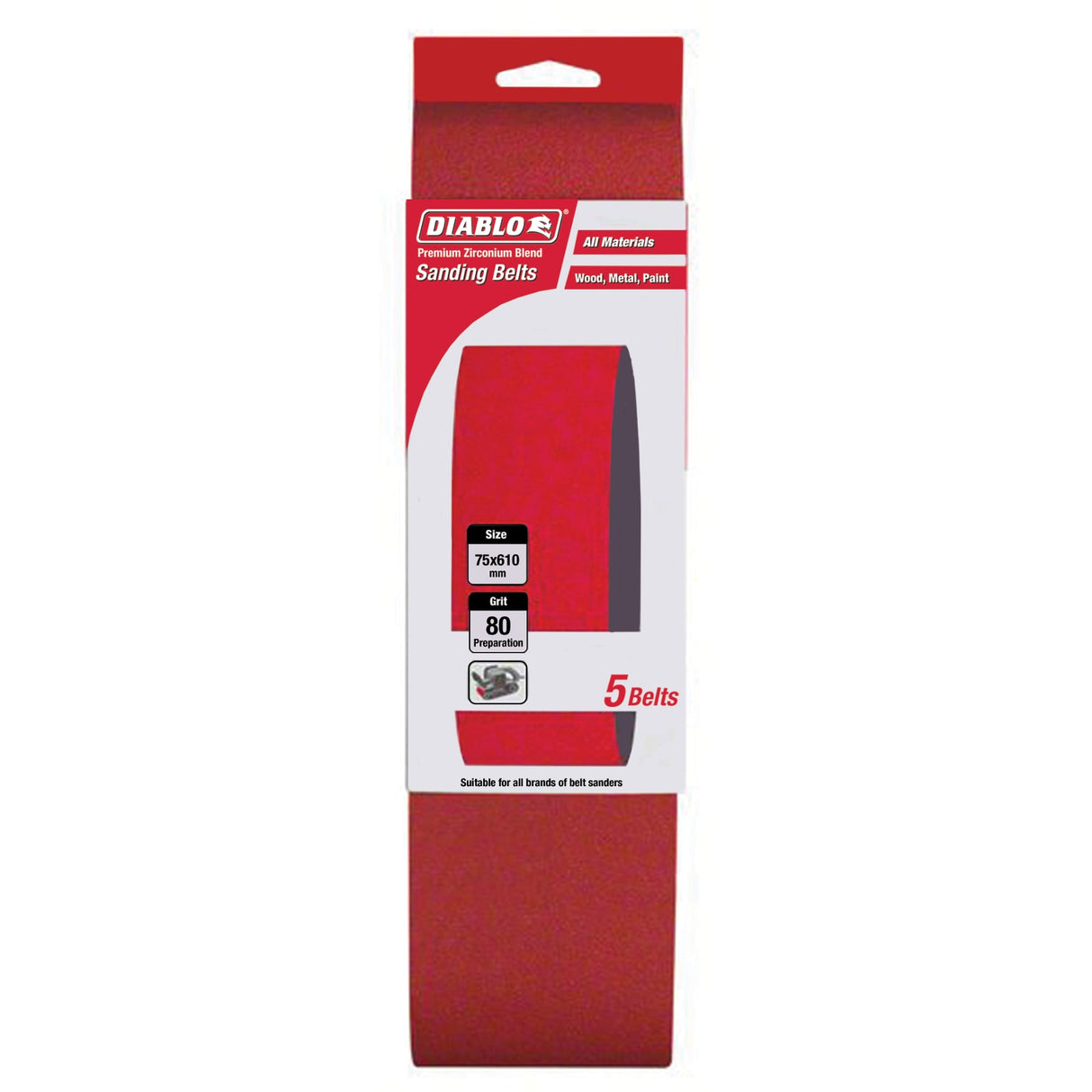 Diablo Sanding Belt 75mm x 610mm 80G Pack of 5