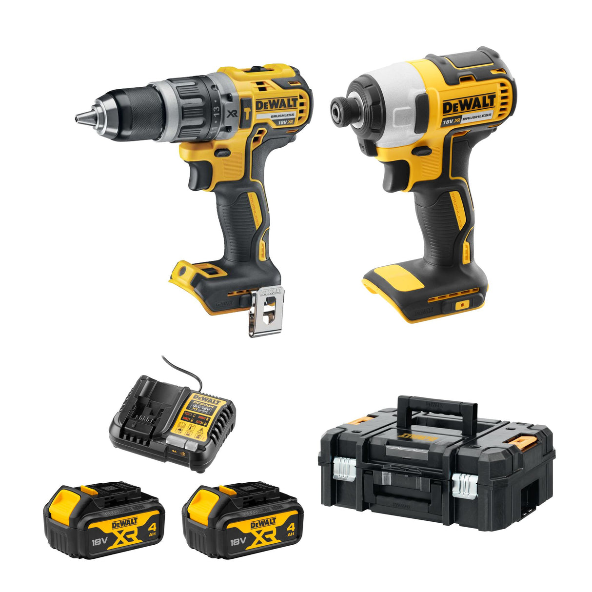 DeWalt 18V XR Cordless Brushless Compact 2 Piece 4.0Ah (Kit)