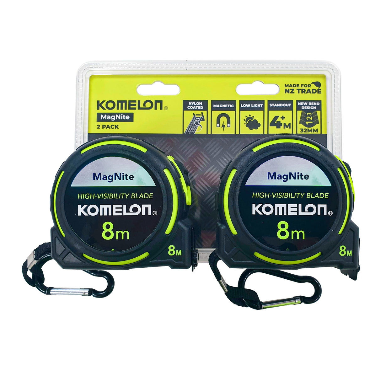 Komelon Magnetic Tape Measure 8mx32mm Pack of 2