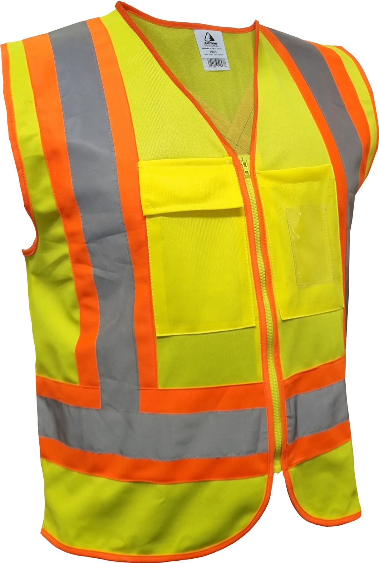 Caution D/N Contrast Safety Vest - Fluro Yel/Or - 5XL