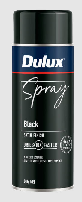 Dulux Satin Black Spray Paint 340g Each