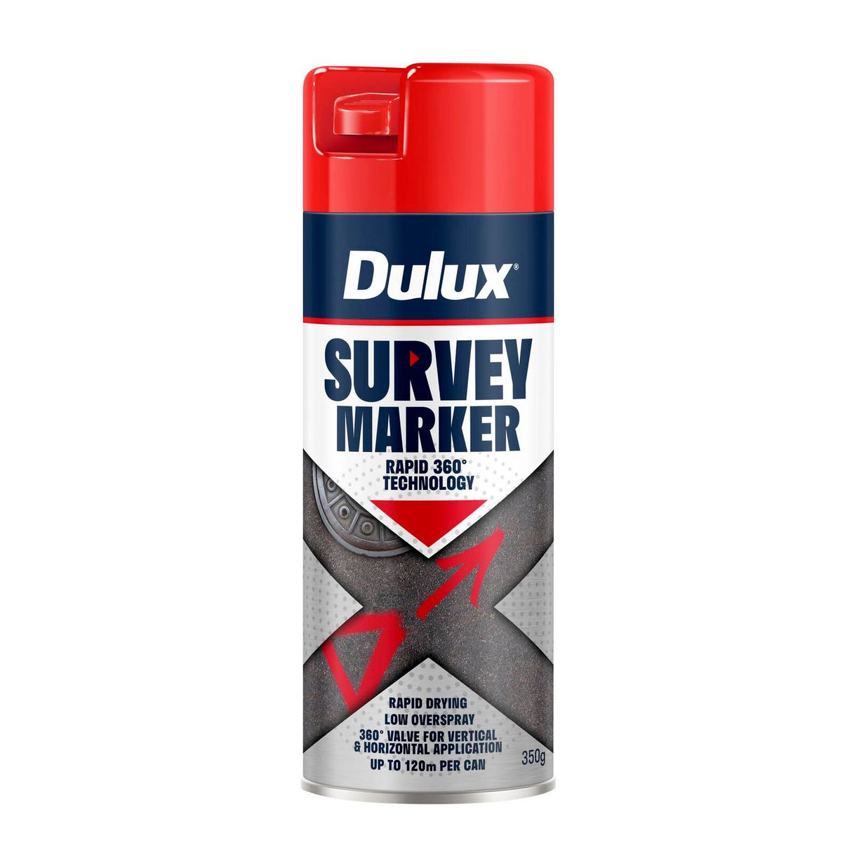 Dulux Survey Marker Red Spray Paint 350g Each