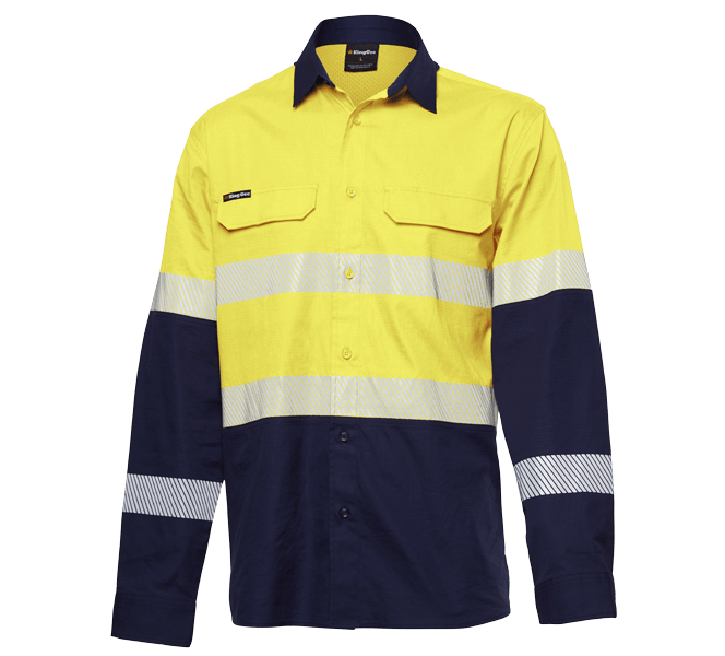 KingGee, Ripstop Shirt, K54028 (Each) - Yellow/Navy