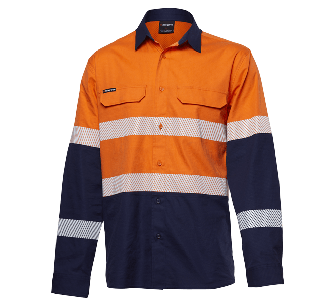KingGee, Ripstop Shirt, K54028 (Each) - Orange/Navy