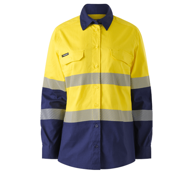 KingGee, Women's Ripstop Shirt, K44243 (Each) - Yellow/Navy