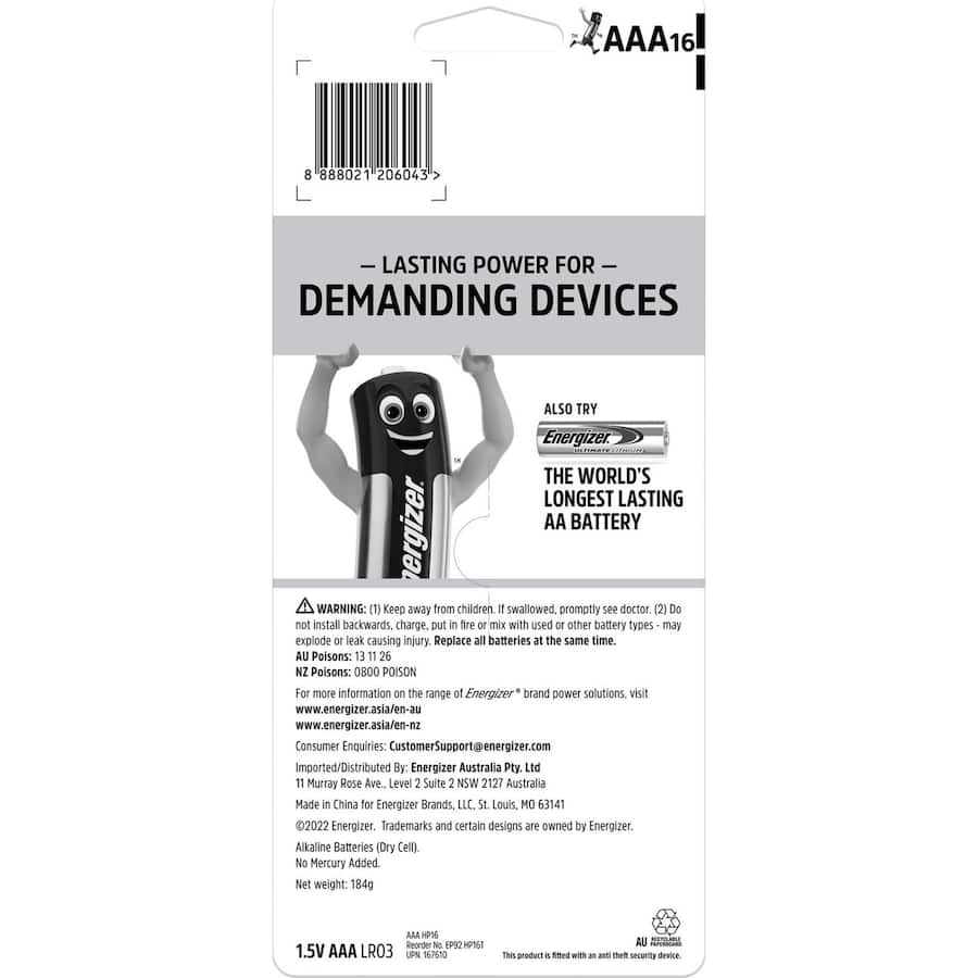 Energizer Max Plus Batteries Aaa 16pack