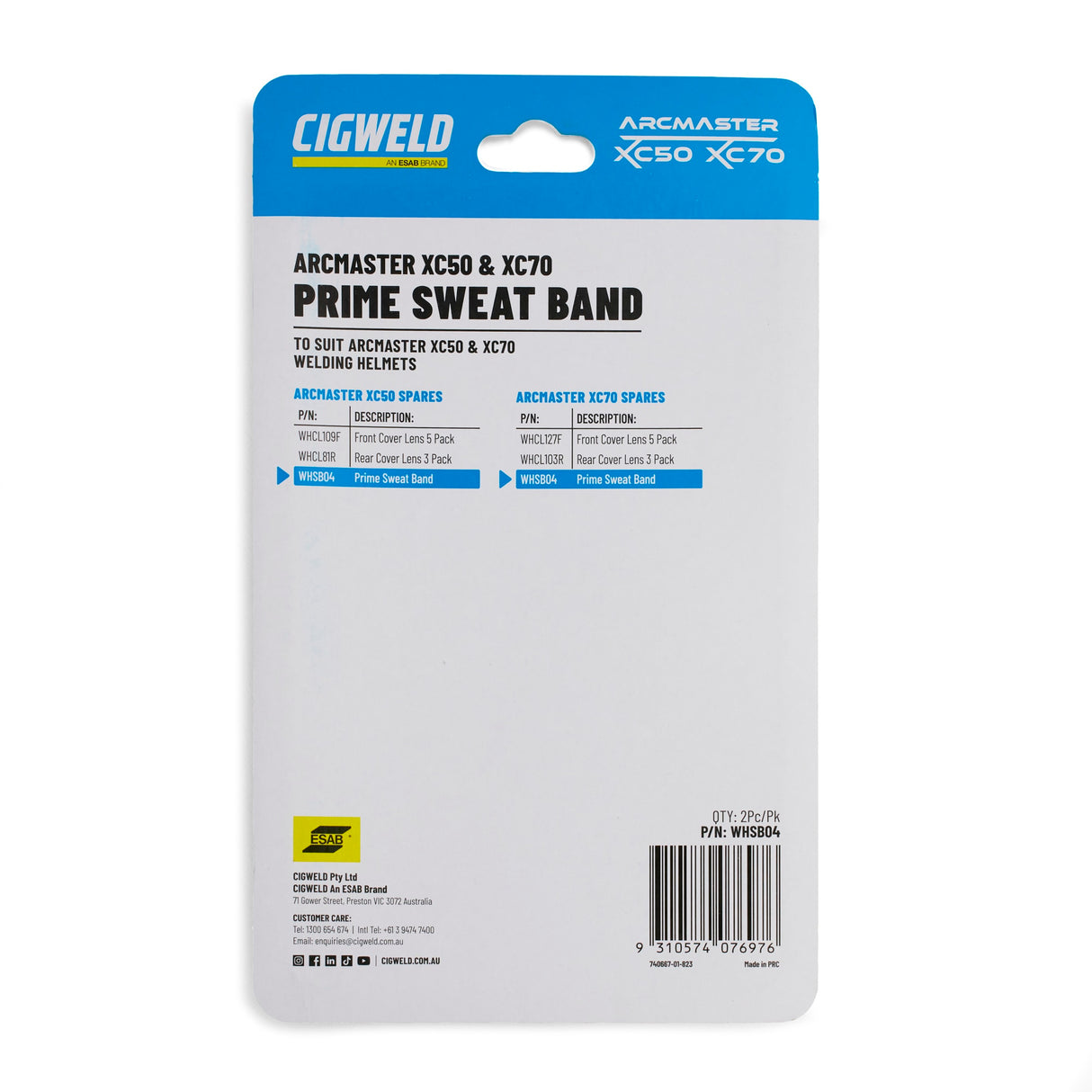 Arcmaster Sweatband XC60 XC70 XC80 XC90F Pack of 2 (Pack) - Cigweld