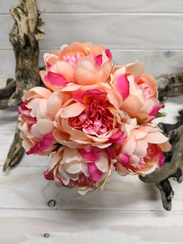 Peony Posy - 6 Head (Pink Peach)