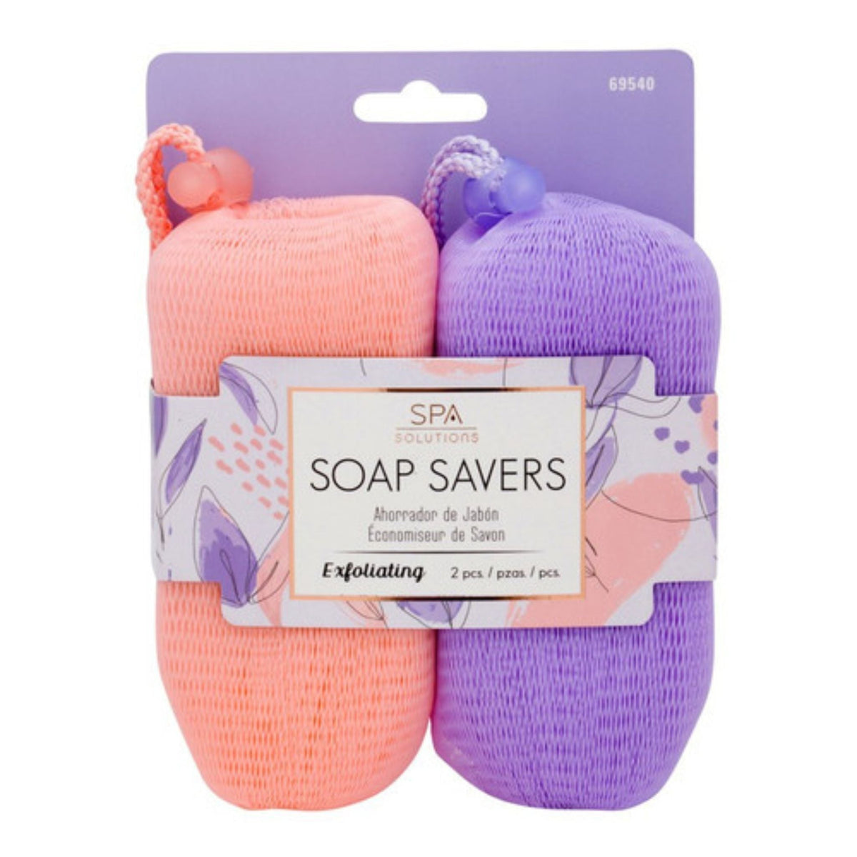 CALA Soap Saver Exfoliating Sponge 2pc - Orange & Purple