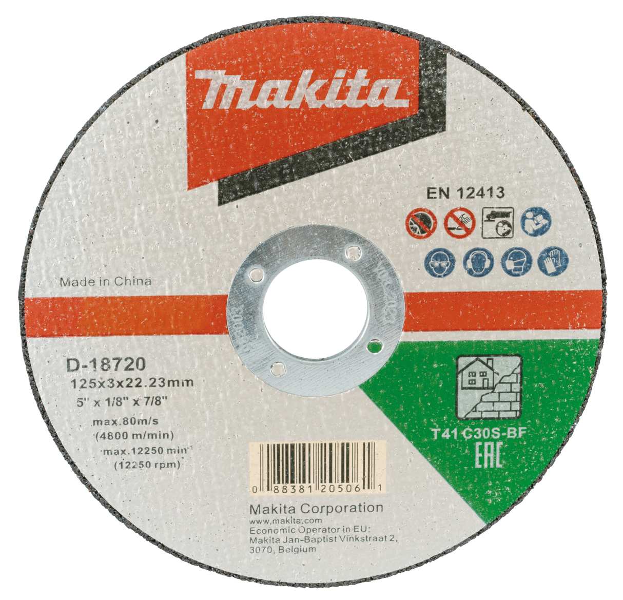 Makita Cut Off Disc Wheels for Masonry 125 x 3 x 22.23mm Pack of 10