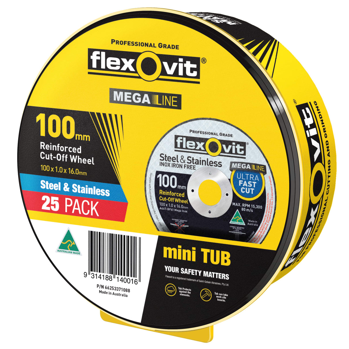 Flexovit Mega-Line Type 41 Cut-Off Wheel 46 Grit 100x1x16 mm (Each)