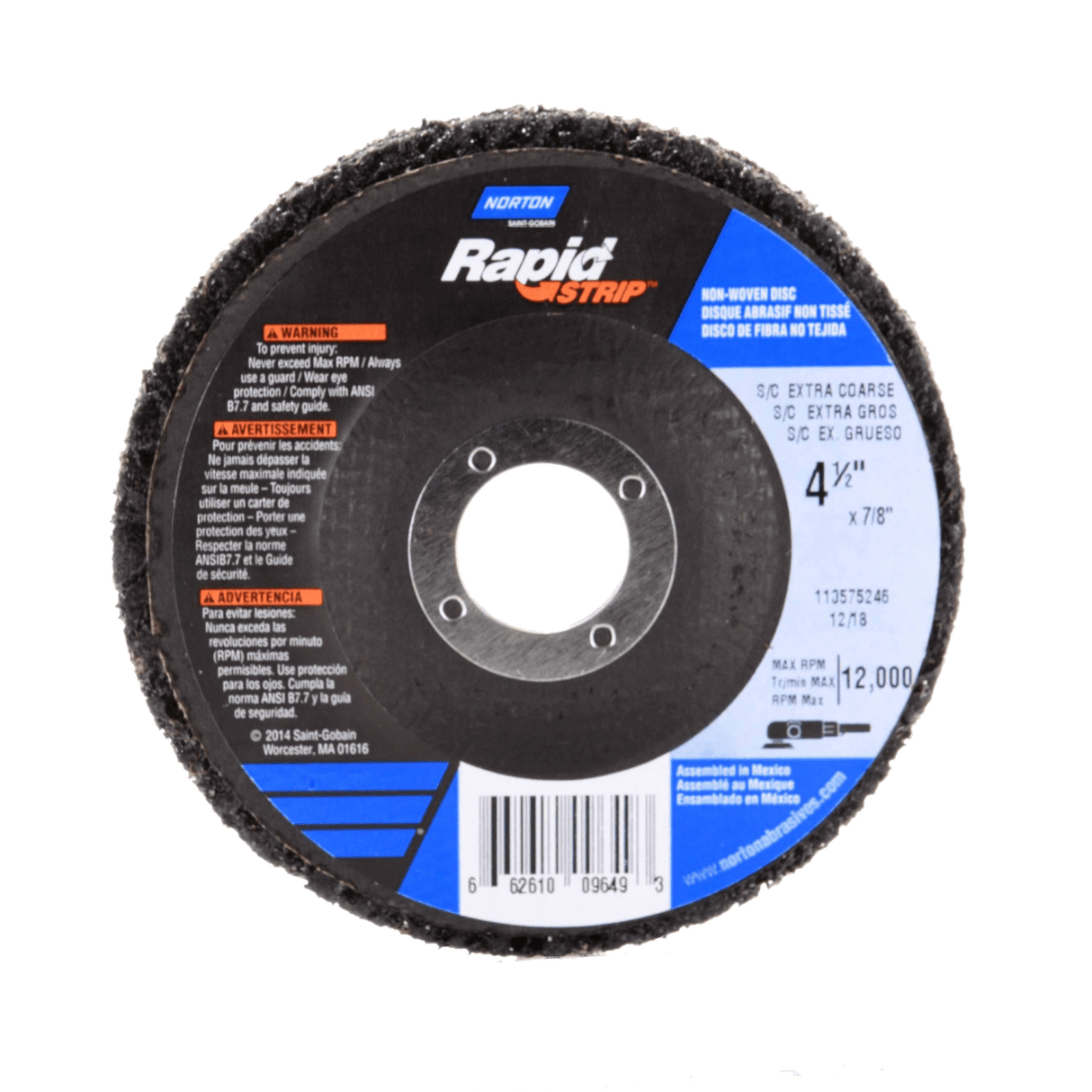 Norton Rapid Strip Non-Woven Depressed Center Disc 115mm (Each)