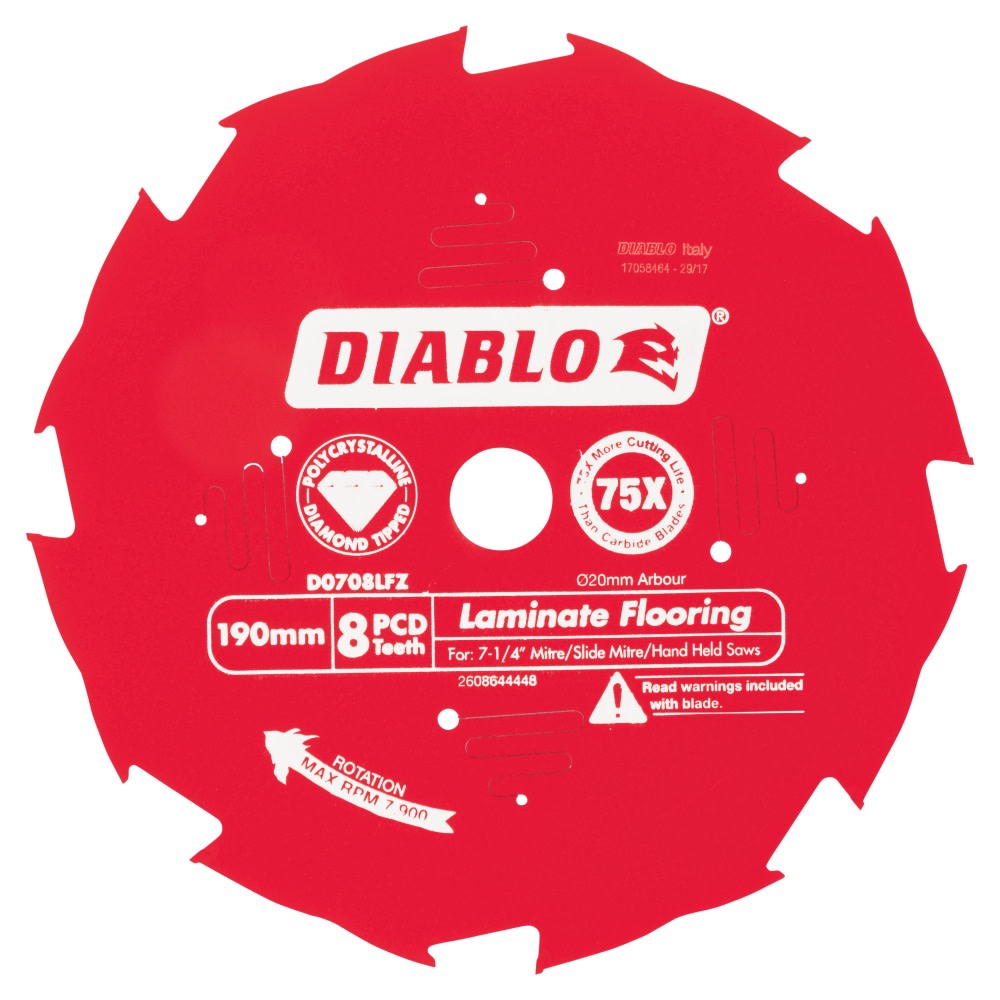 Diablo 8T Laminate Flooring Saw Blade 7.3"/190mm (Each)