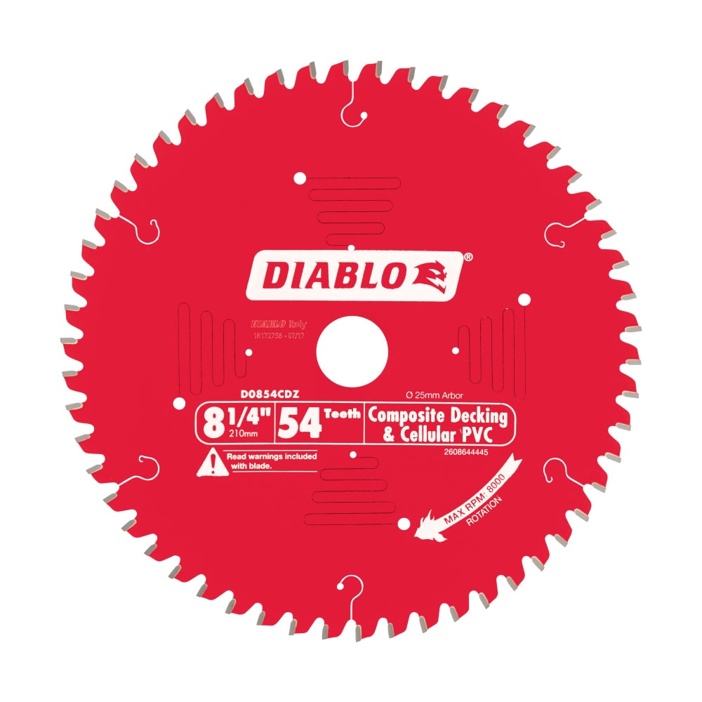 Diablo 54T Composite Decking Saw Blade 8.25"/209mm (Each)