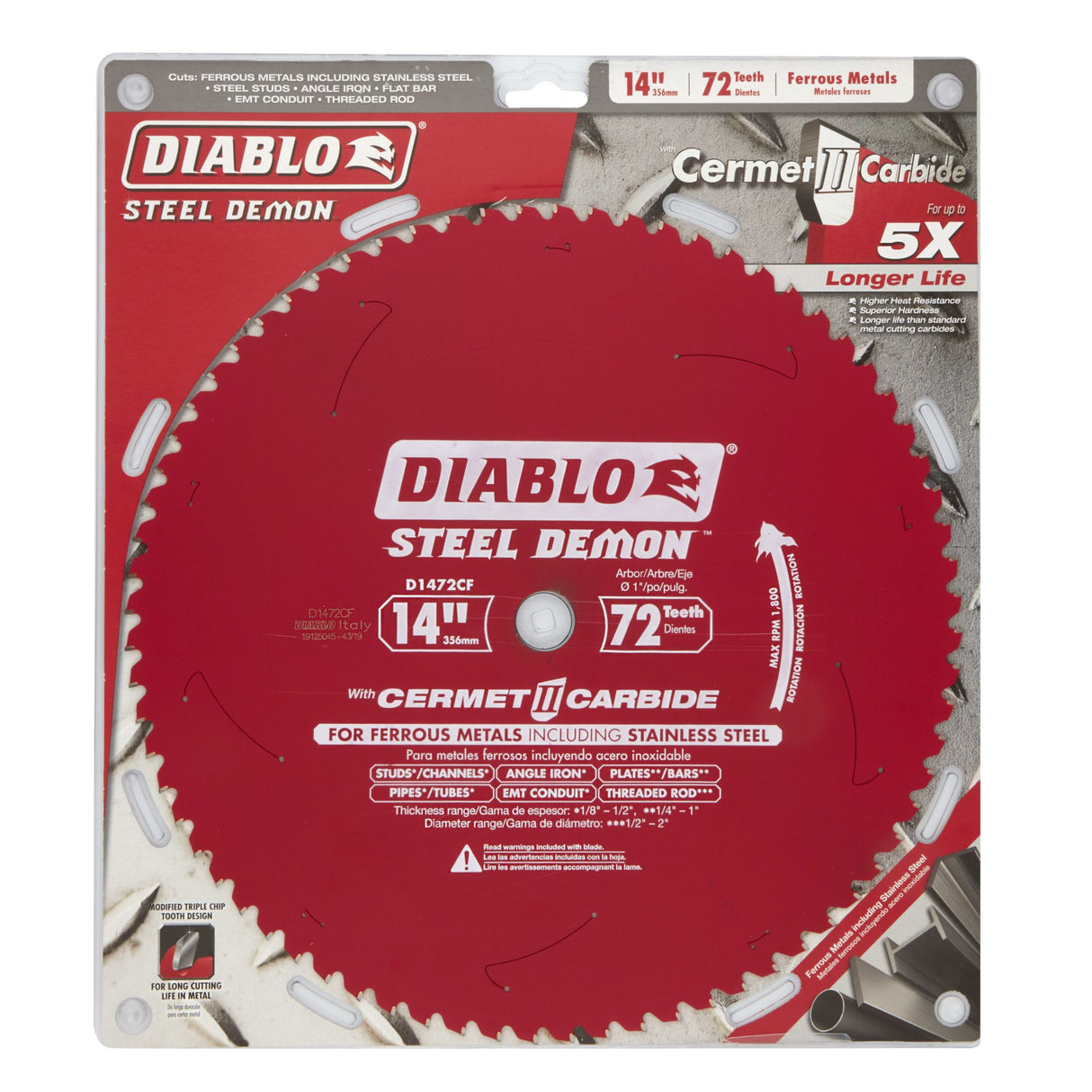 Diablo 72T Ferrous Metals Steel Demon Saw Blade 14"/356mm (Each)