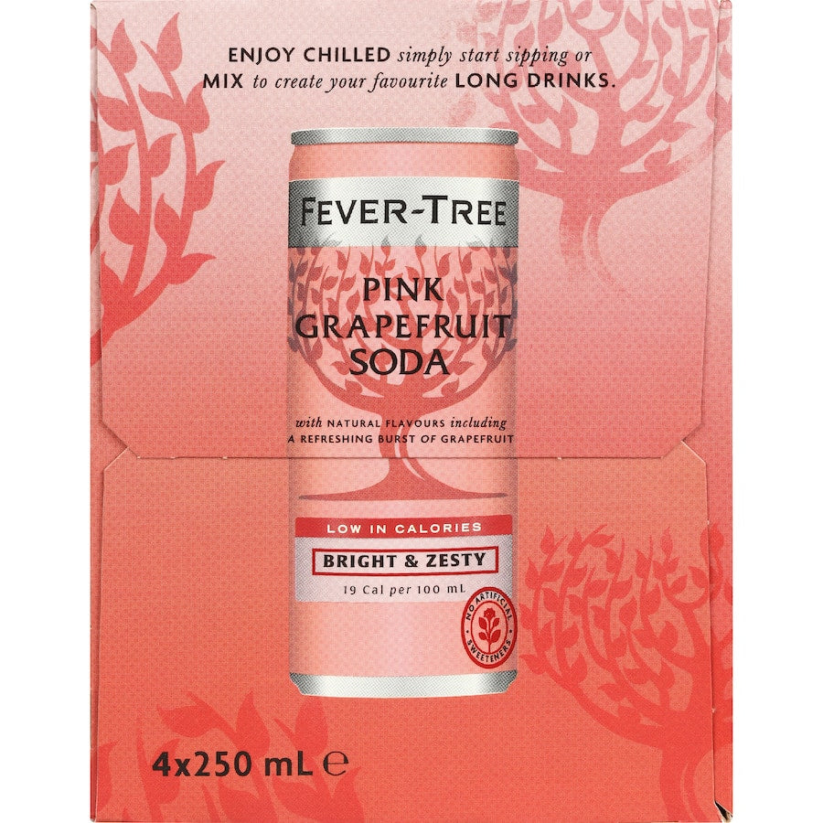 Fever Tree Soda Pink Grapefruit 250ml cans 4pack