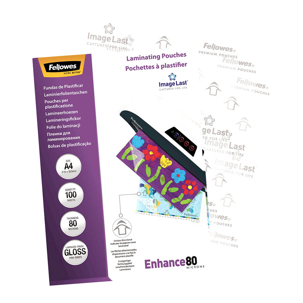 Laminating Pouches A4 Gloss 80 Micron (Packet) - Fellowes