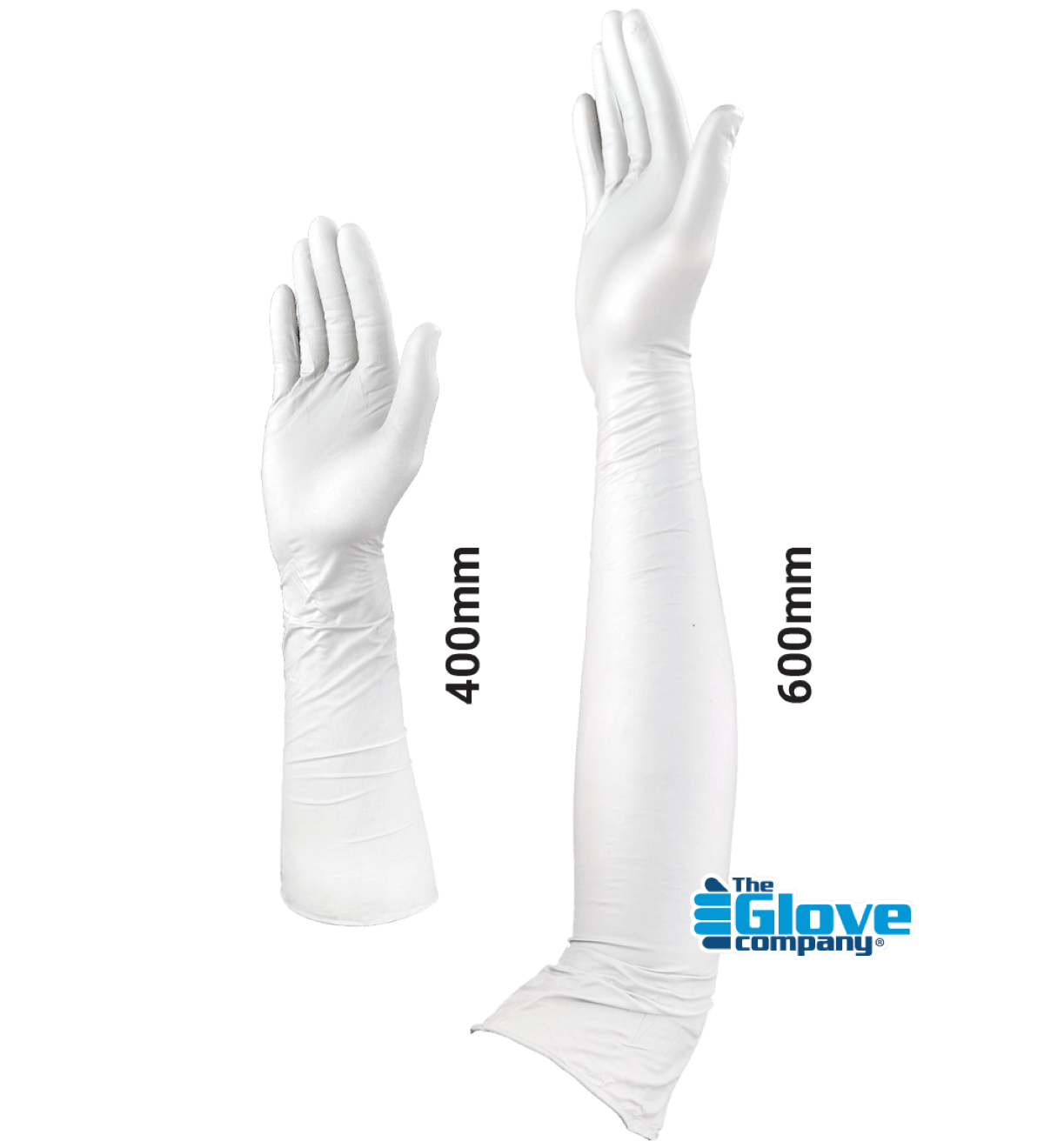 TGC Xtra Long Nitrile Gloves Powder Free Grey 400mm, Large (Pack of 40)