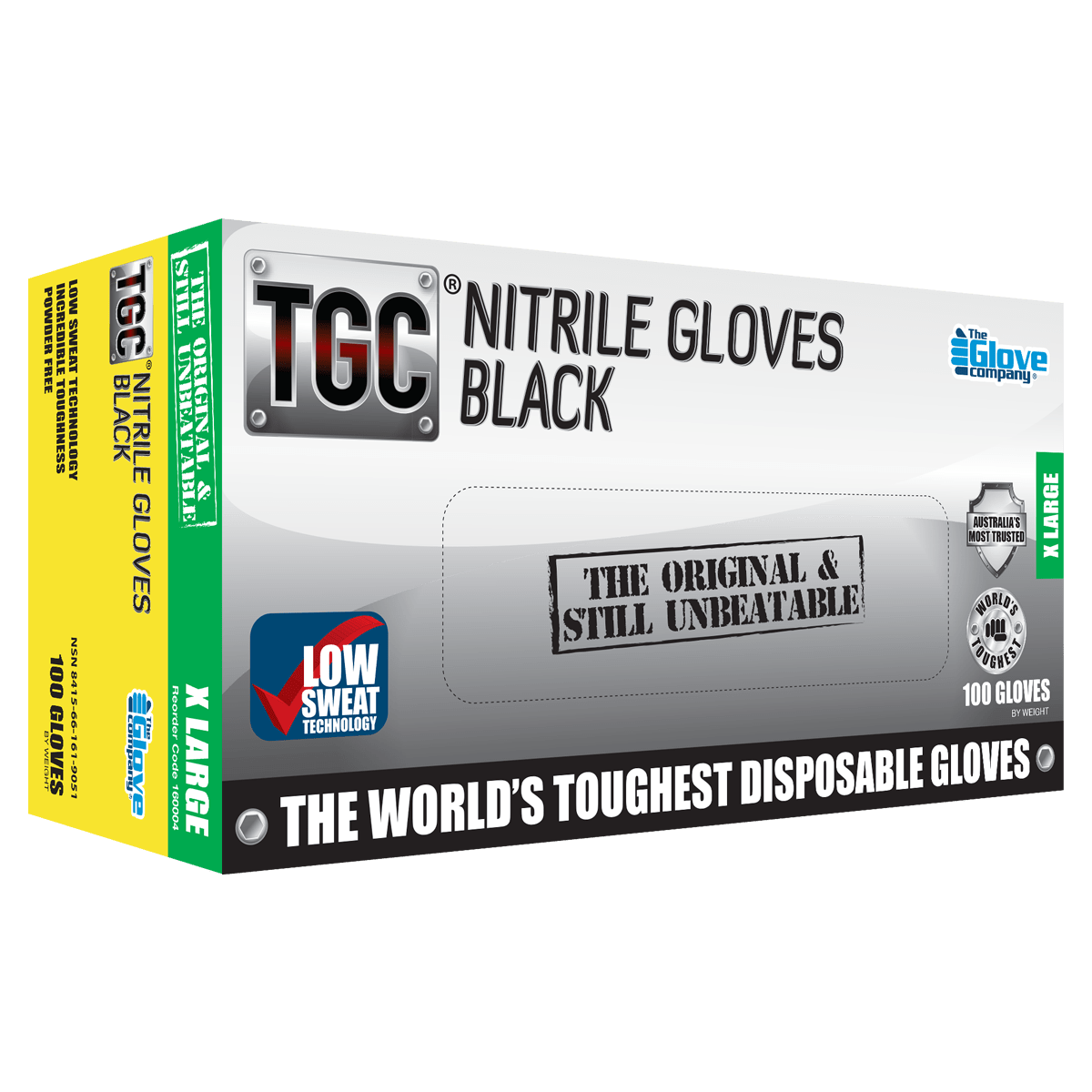 TGC Nitrile Gloves Powder Free Black XL (Pack of 100)
