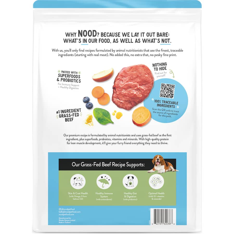 Nood Dry Dog Food Grass Fed Beef Recipe Bag 3kg