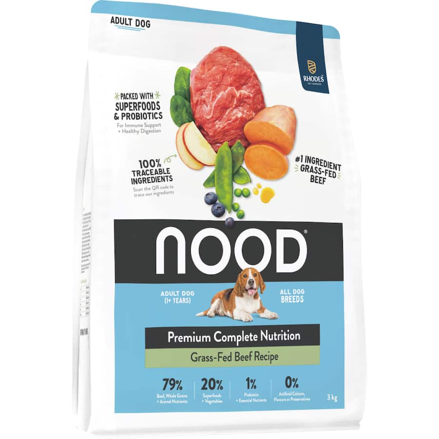 Nood Dry Dog Food Grass Fed Beef Recipe Bag 3kg