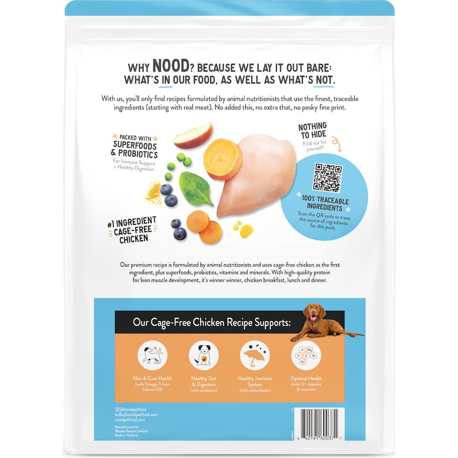 Nood Dry Dog Food Cage Free Chicken Recipe Bag 3kg