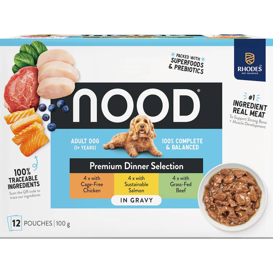 Nood Wet Dog Food Favourites Selection In Gravy Pouches 12x100g