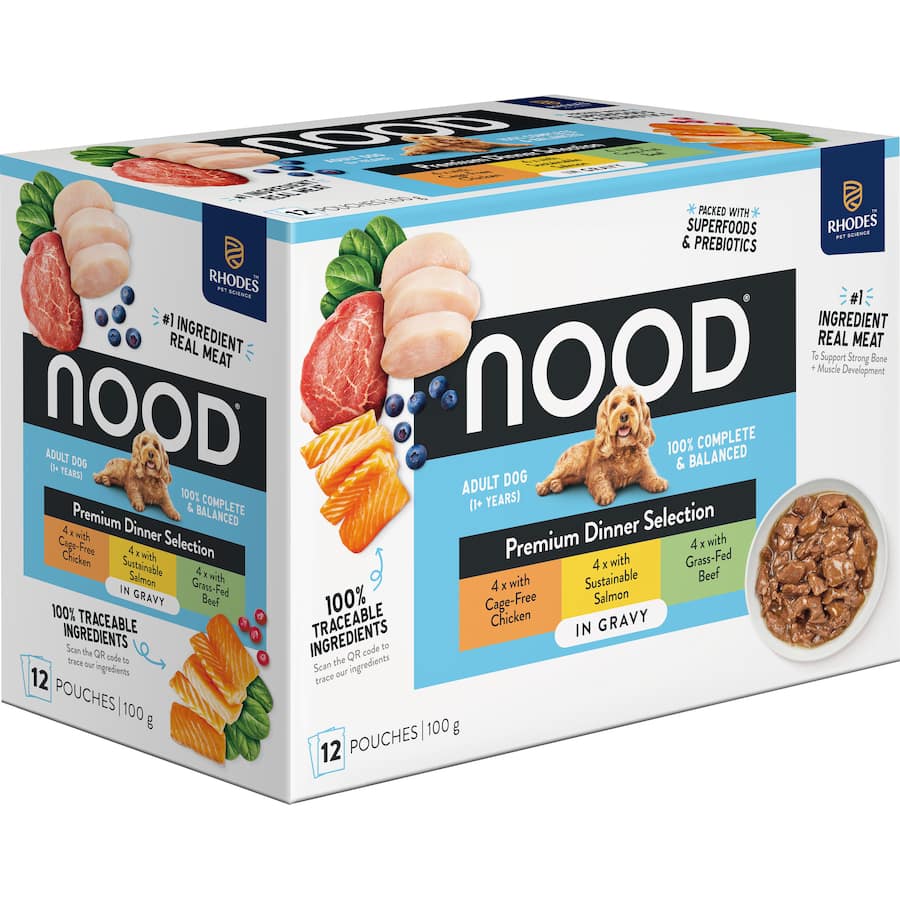 Nood Wet Dog Food Favourites Selection In Gravy Pouches 12x100g