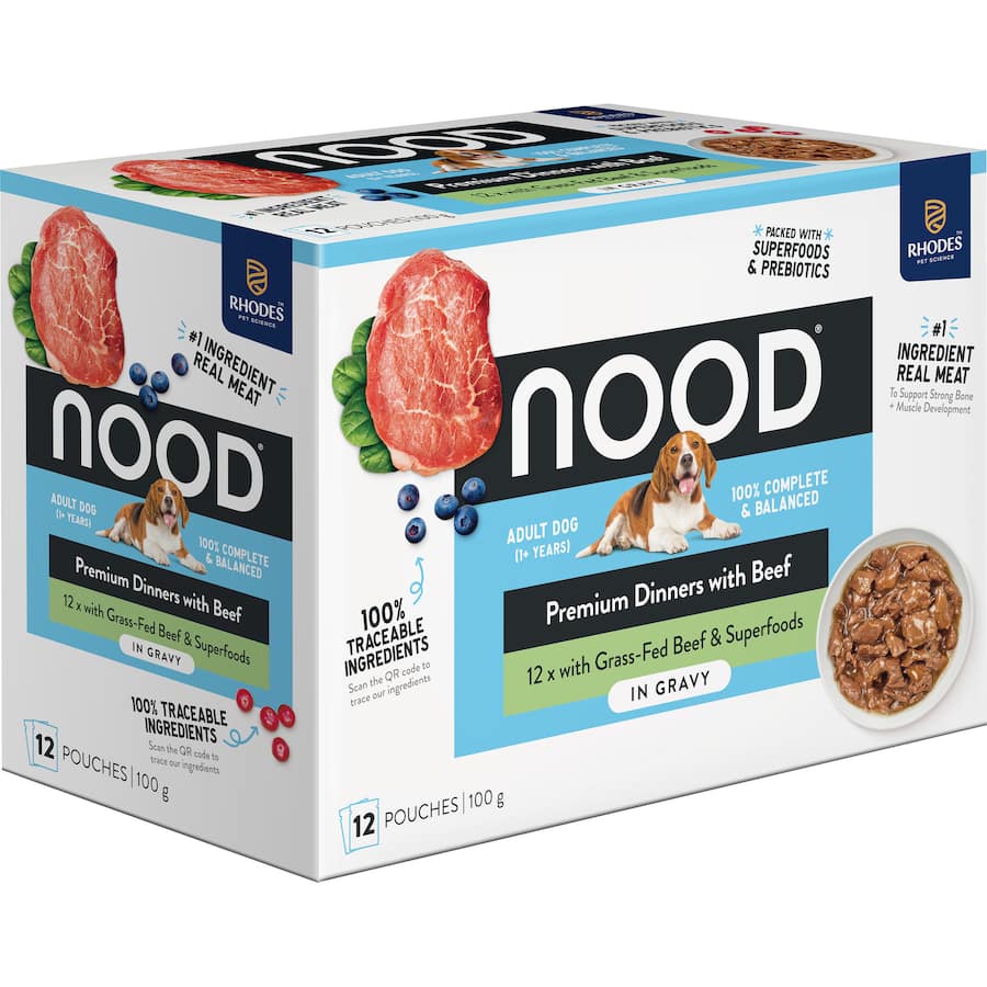 Nood Wet Dog Food Grass Fed Beef In Gravy Pouches 12x100g