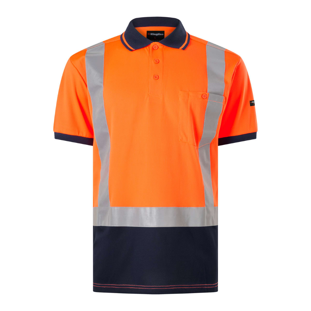 KingGee, Micromesh Polo, K54039 (Each) - Orange/Navy