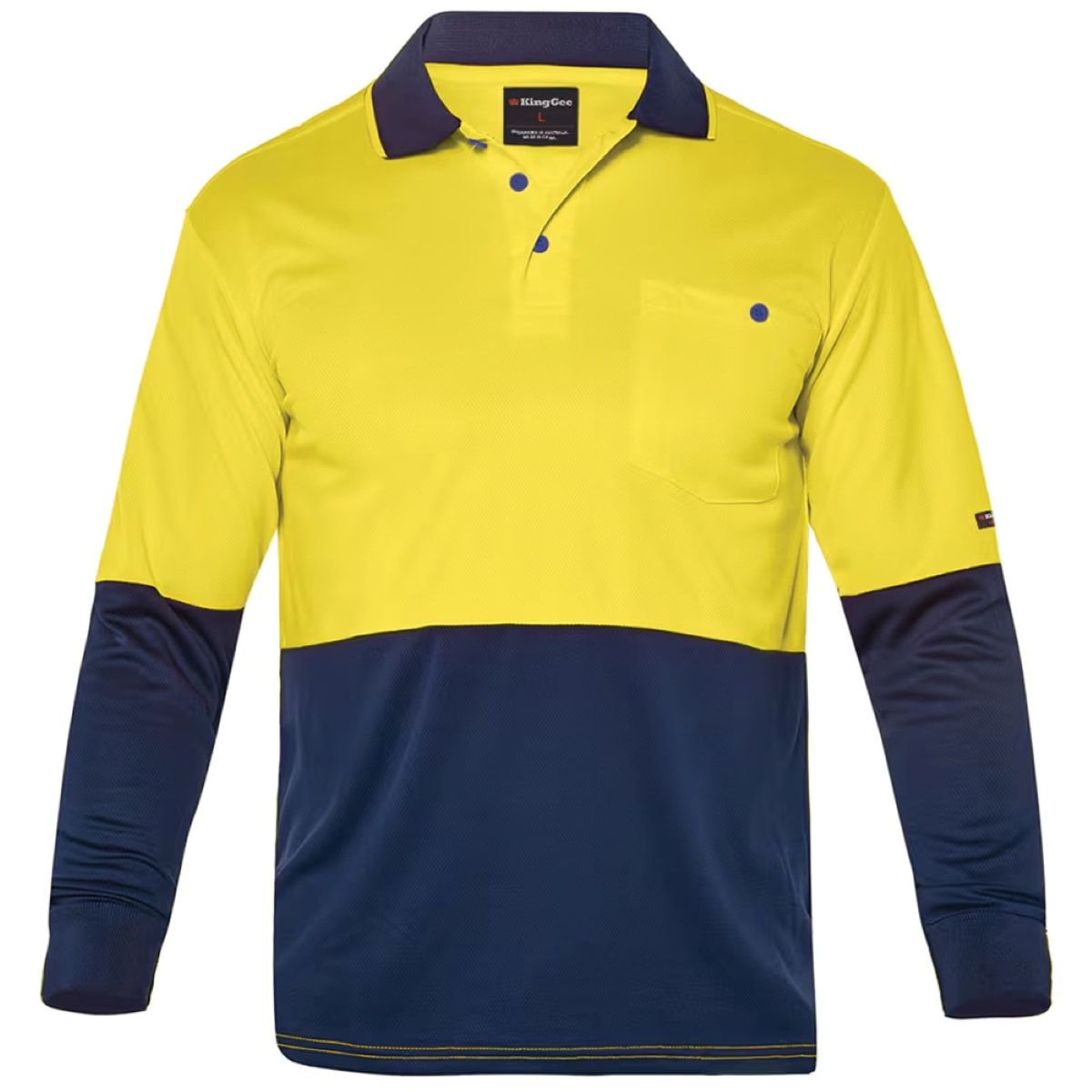 KingGee, Day Only Polo, K54931 (Each) - Yellow/Navy