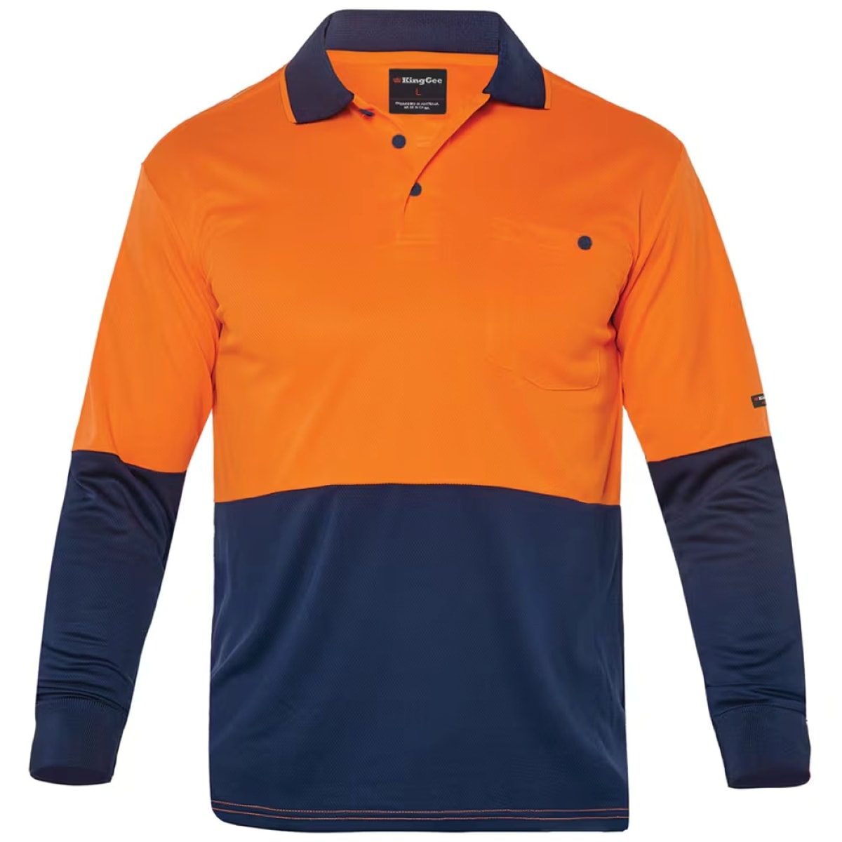 KingGee, Day Only Polo, K54931 (Each) - Orange/Navy