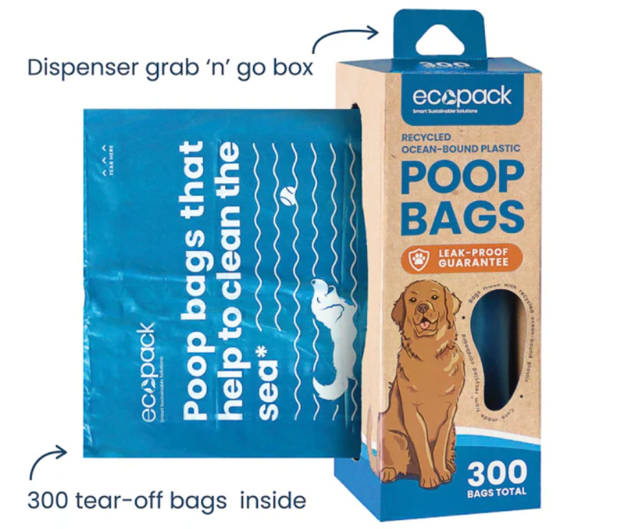Recycled Plastic Dog Poop Bags 300PK (Carton of 12 Packs) - Ecopack