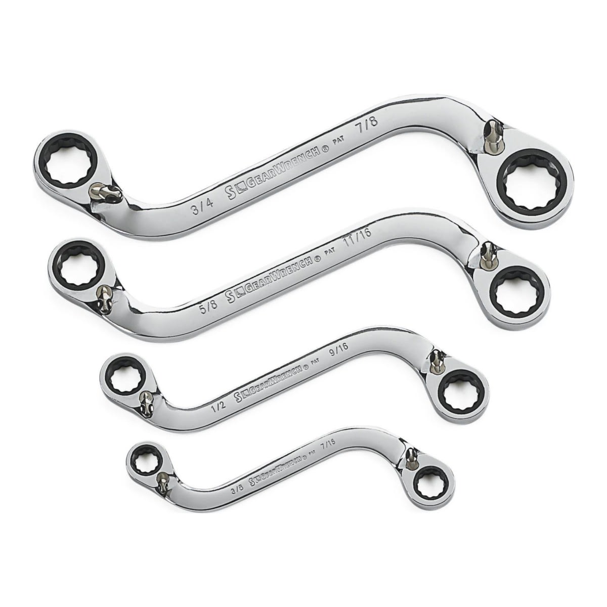 GearWrench 12Pt S-Shape Ratcheting Wrench Set 25 x 35 x 32mm 4 (Piece)