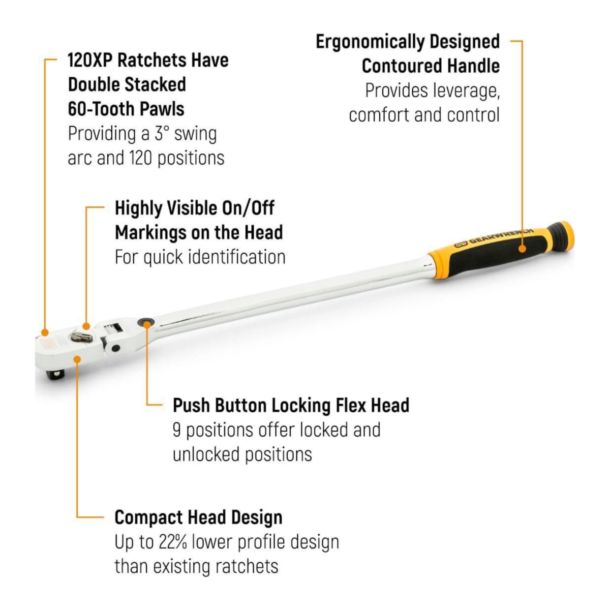 GearWrench 120XP Dual Flex Head Ratchet 19" 470 x 51 x 25mm
