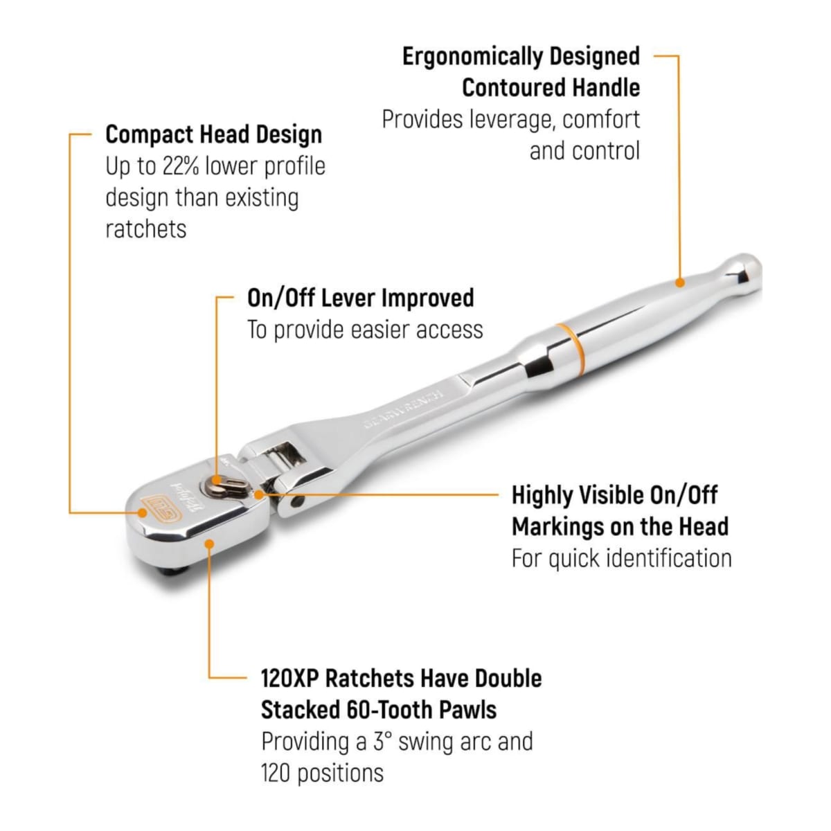 GearWrench 1/2" Drive 120XP Flex Head Ratchet 500 x 68 x 46mm 2