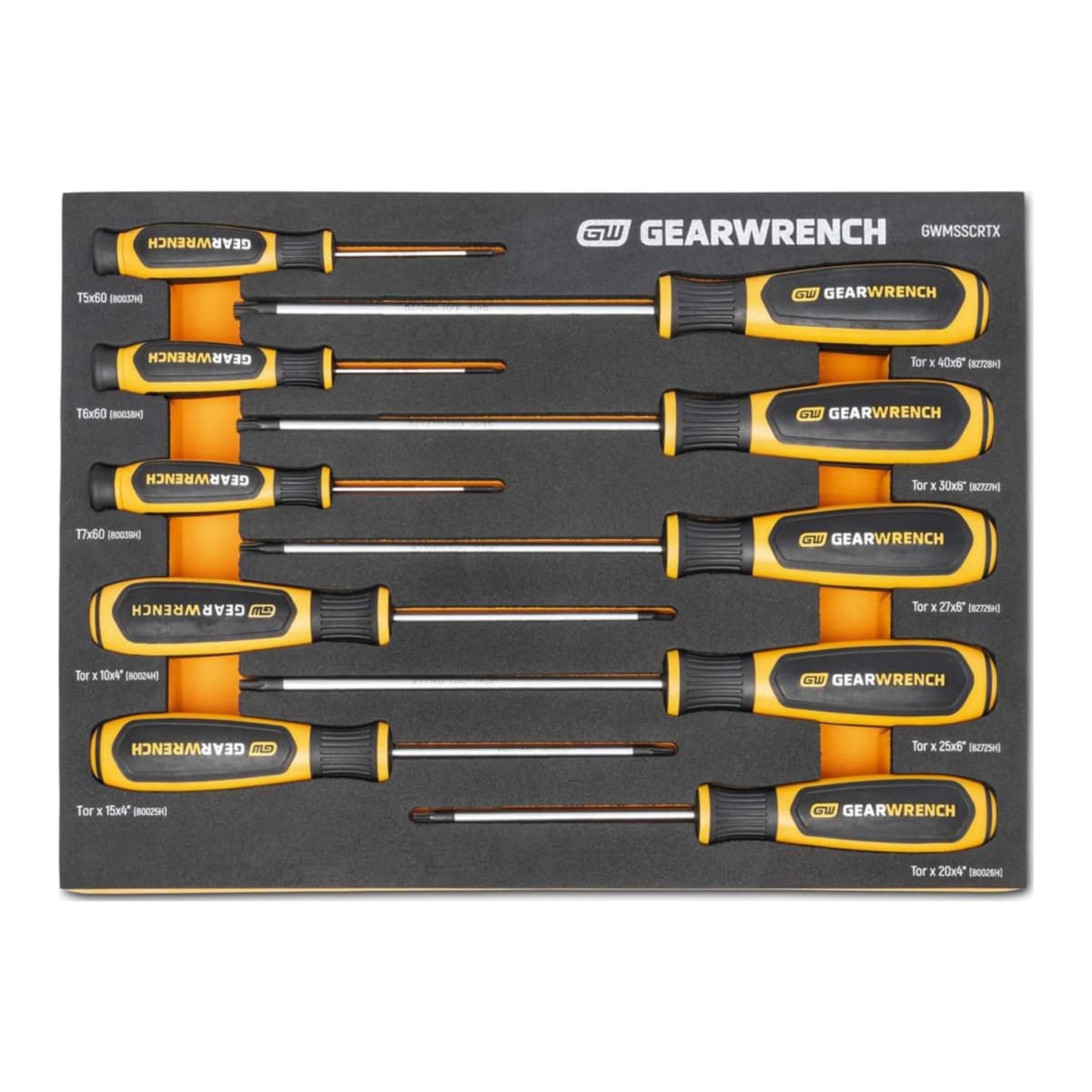 GearWrench Torx Screwdriver Set in EVA Tray 250 x 341 x 31mm 10 (Piece)