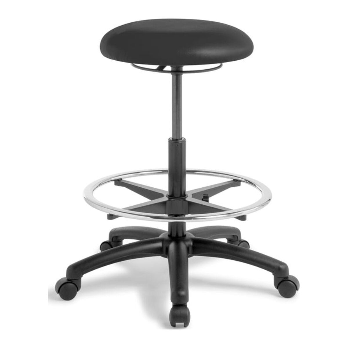 Eden Button Stool with Architectural Base Black vinyl