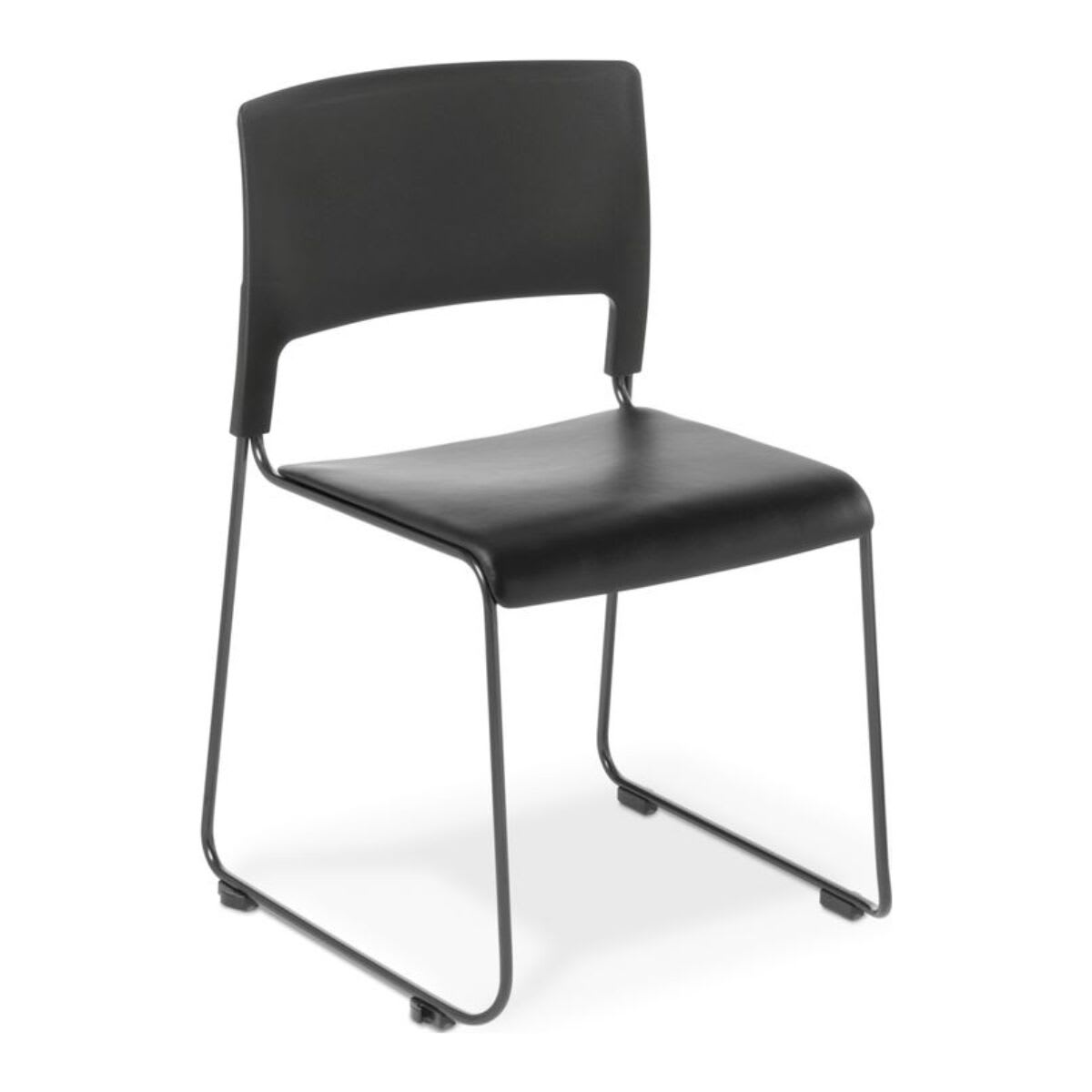 Eden Black Vinyl Seat Slim Stacker Chair
