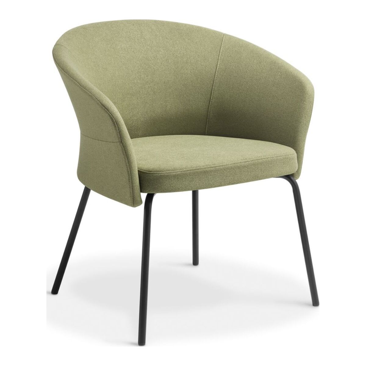 Eden Clove 4-Leg Chair Black Steel Base Moss fabric upholstery