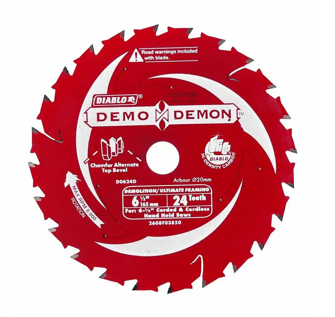 Diablo Circular Saw Blade Framing Demolition Demon 165mm x 24T