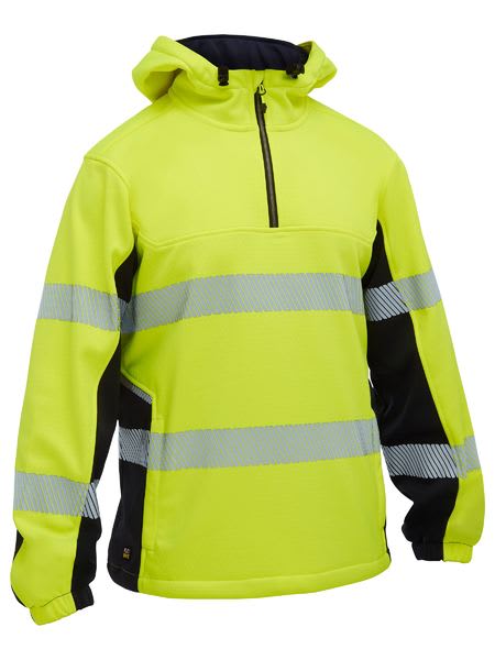 Flx & Move Hi Vis Taped Fleece Hoodie, BK6571T - Yellow/Navy