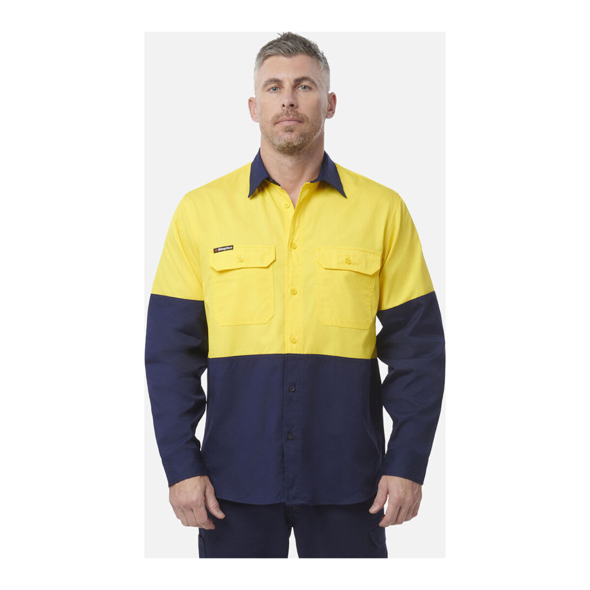 KingGee, Workcool Vented Spliced Shirt, K54912 (Each) - Yellow/Navy