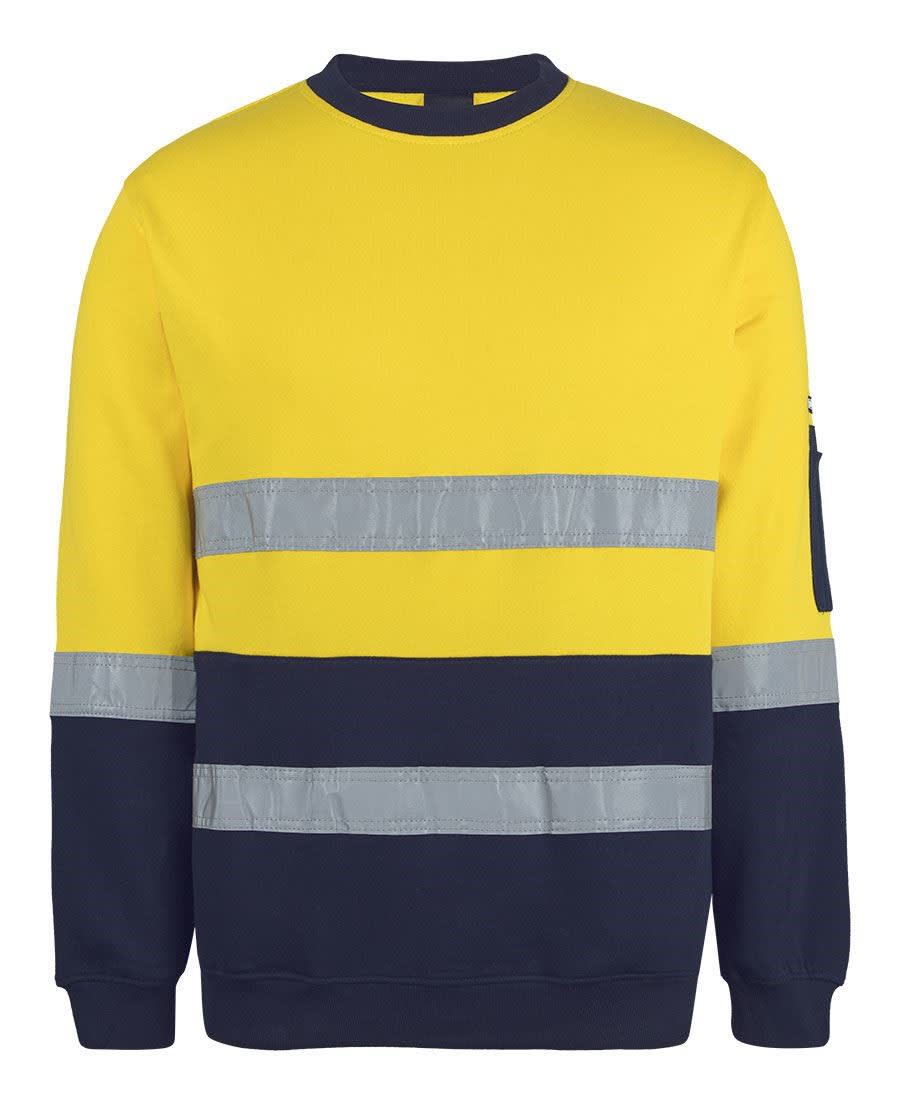 JB's Hi Vis 310 Cotton Crew Neck Sweater, 6DVCM - Yellow/Navy