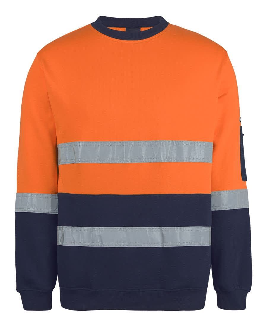 JB's Hi Vis 310 Cotton Crew Neck Sweater, 6DVCM - Orange/Navy