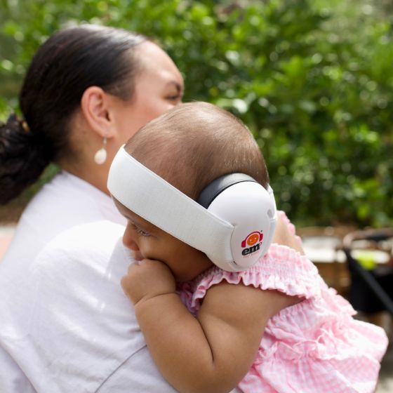 Baby Earmuffs - White/White - Em's 4 Kids