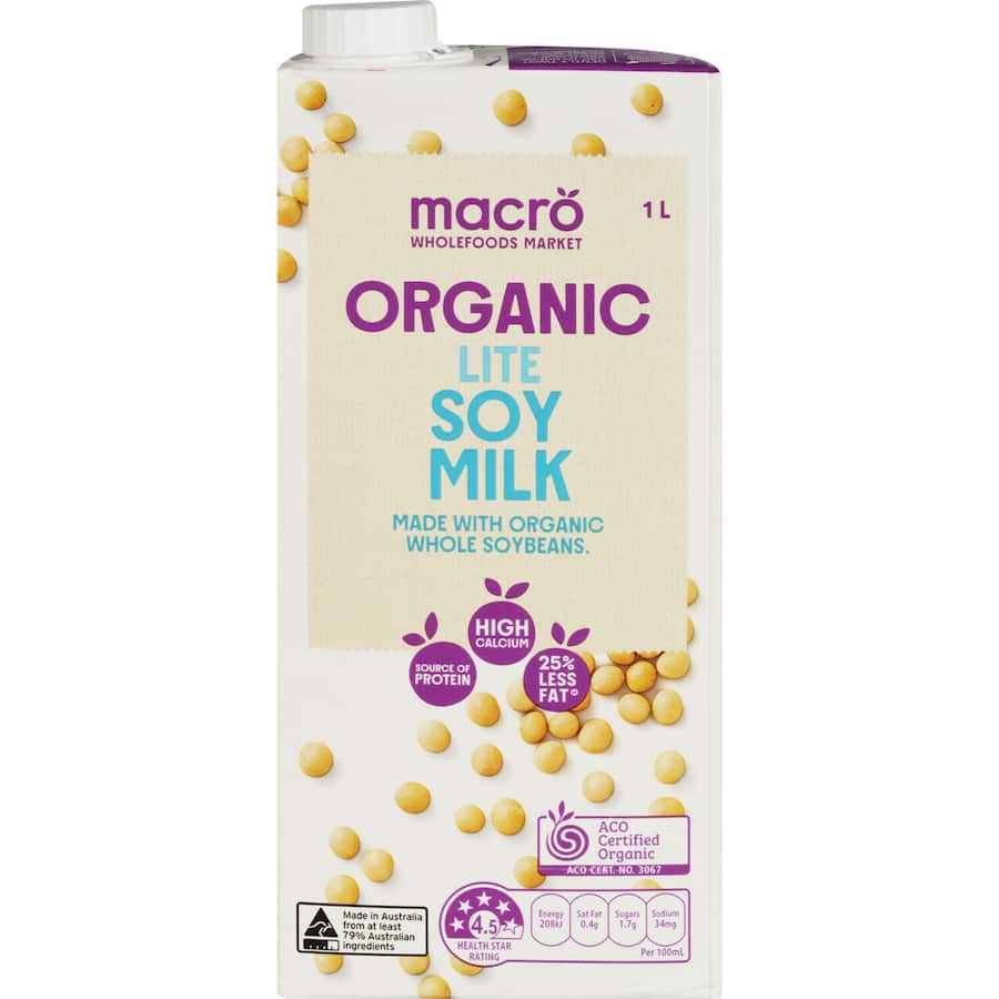 Macro Organic Soy Milk Light Carton 1L