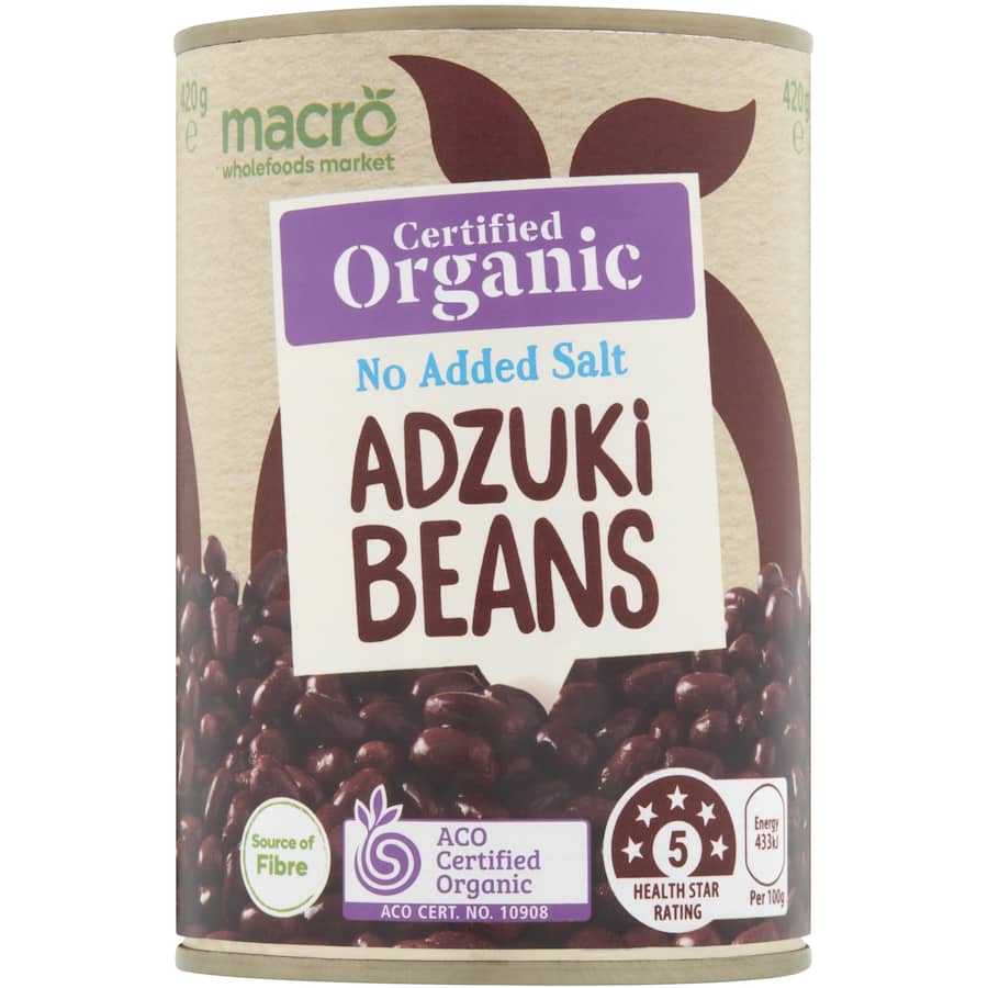 Macro Organic Beans Adsuki No Added Salt Can 420g